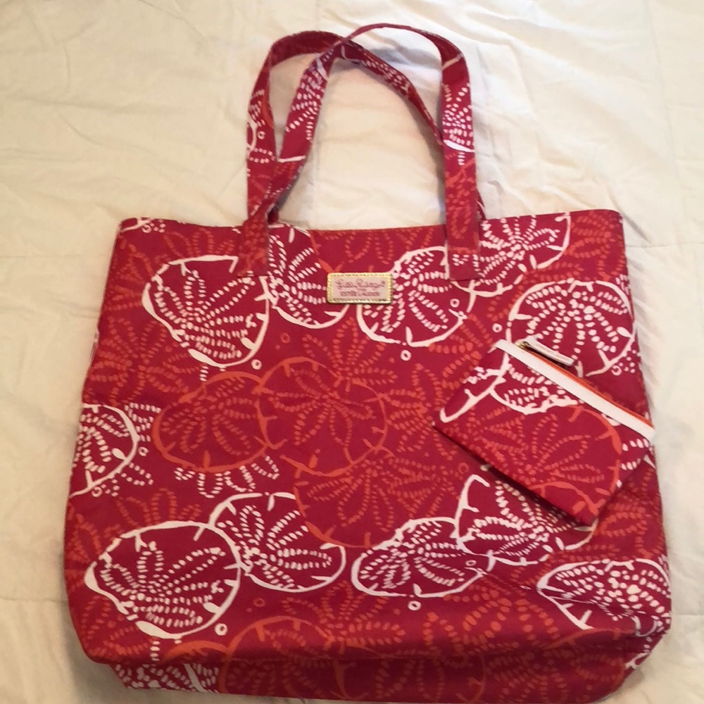 Lilly for Estée Lauder tote bag and coin purse